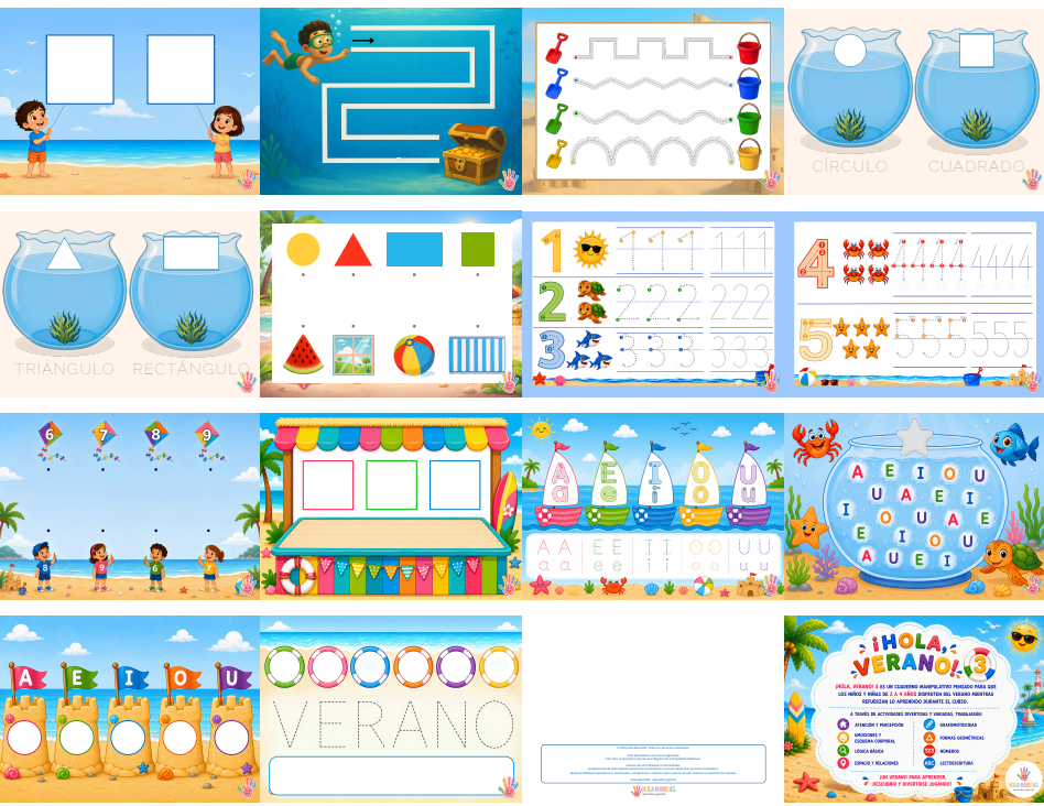 HOLA VERANO 3 | Cuaderno Manipulativo 3-4 años